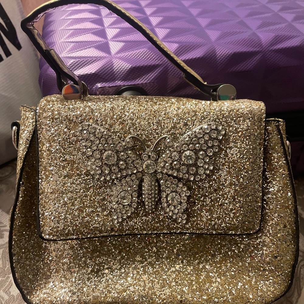Gold butterfly purse